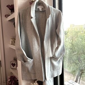 M Magaschoni Gray Wool Blend Open Cardigan Sweater Jacket Coat size L